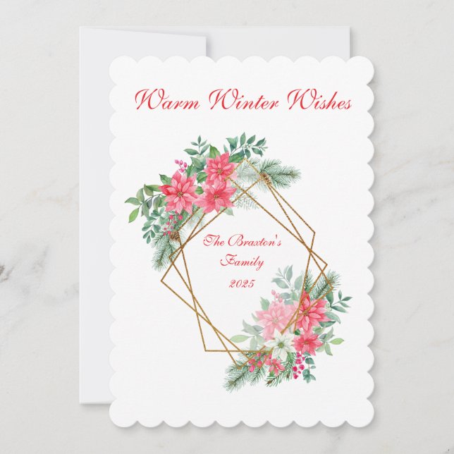 Flat Xmas Botanical Personalised Card (Front)