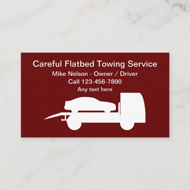Flatbed Towing Two Truck Driver Business Card (Front)