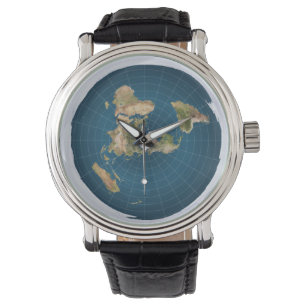FlatEarth Leather Strap Watch