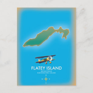 Flatey, Breiðafjörður, Iceland Map Postcard