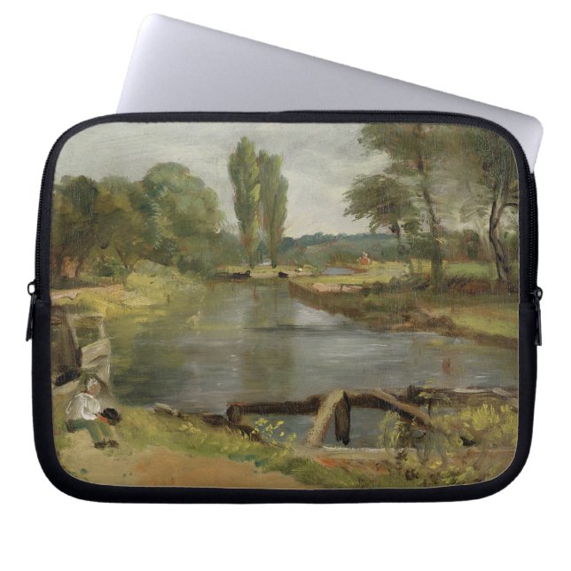 Flatford Lock, 1810-11 (oil on paper on canvas) Laptop Sleeve (Front)