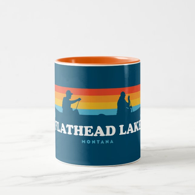 Flathead Lake Montana Canoe Two-Tone Coffee Mug (Center)