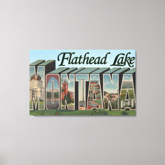 Flathead Lake, Montana - Large Letter Scenes Canvas Print (Front)