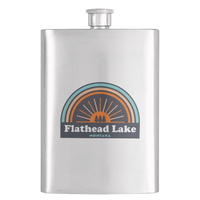 Flathead Lake Montana Rainbow Hip Flask (Front)