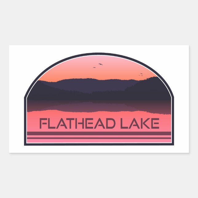 Flathead Lake Montana Red Sunrise Sticker (Front)