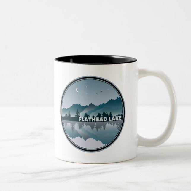 Flathead Lake Montana Reflection Two-Tone Coffee Mug (Right)