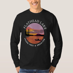 Flathead Lake Shark-Free and Unsalted Kayaking Say T-Shirt