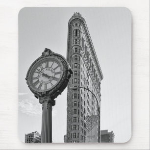 Flatiron Building and Clock in Black White #2 Mouse Pad