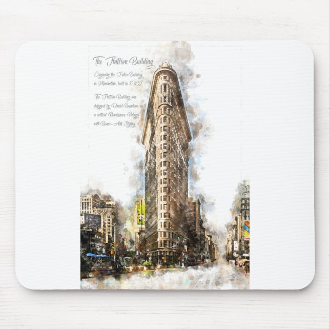 FlatIron Building Watercolor Mouse Pad (Front)