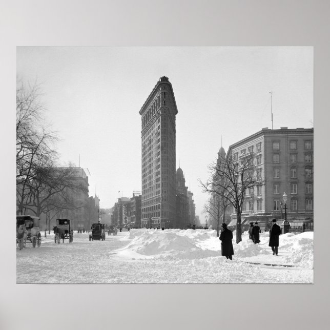 Flatiron Building Winter Scene, 1905. Vintage Poster (Front)