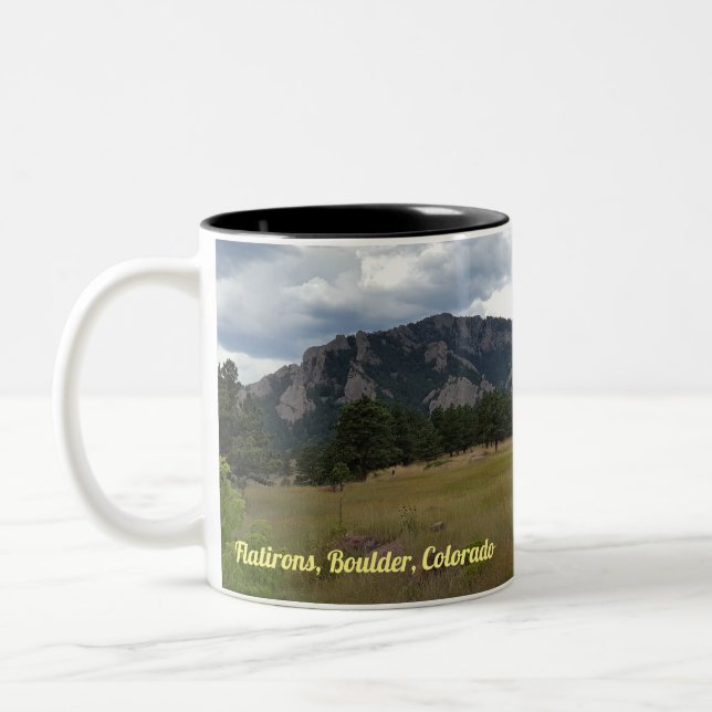 Flatirons, Boulder, Colorado - Two-Tone Coffee Mug (Left)