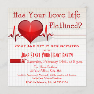 Flatlined Heart Graph Anti-Valentine's Day Invite