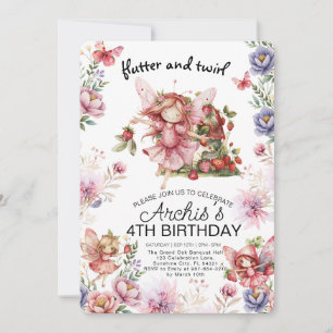 Flatter et Twirl Little Fairy Invitation d'anniver