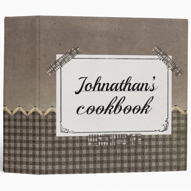 Flatware Tape Personalized Recipe Binder (Front/Spine)