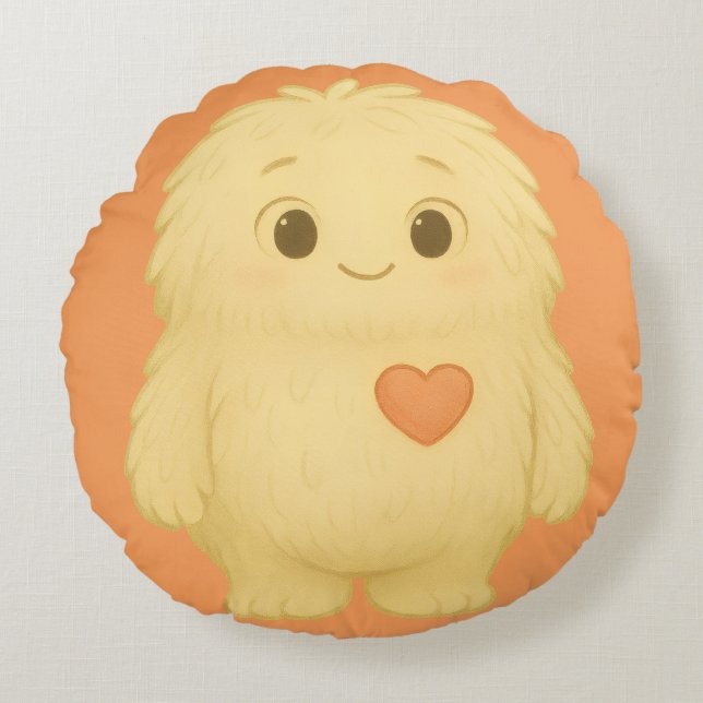 Flauschi Kissen – Das Empathie-Monster Round Pillow (Front)