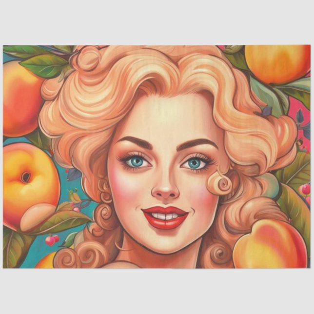 Flavorful Femmes Peachy Keen Decoupage Paper (Front)