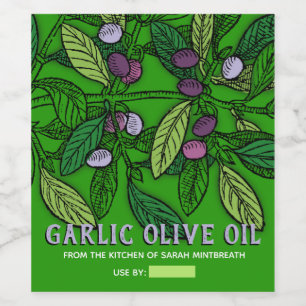 Flavoued olive oil personalized home canning wine label