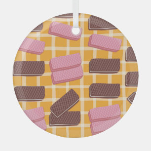 Flavoued Wafers Seamless Background Glass Ornament