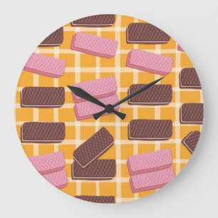 Flavoued Wafers Seamless Background Large Clock