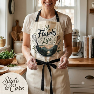 Flavours of Life Cooking Quote Kitchen Apron Desig