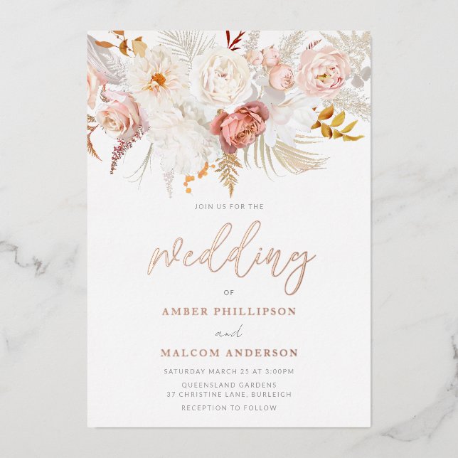 Flawless Rose Gold & Blush Floral Wedding (Front)