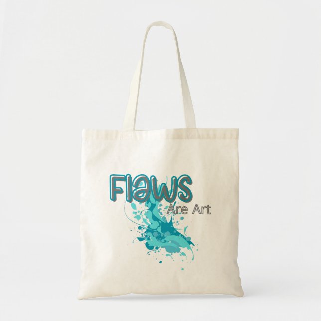 Flaws Are Art – Inspirational Abstract Splash Blue Tote Bag (Front)
