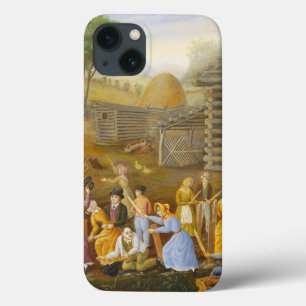 Flax Scutching Bee, 1885 (oil on bed ticking) iPhone 13 Case