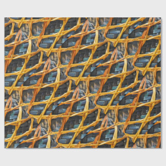 Flax Weave Basket From Aotearoa New Zealand Blue Wrapping Paper