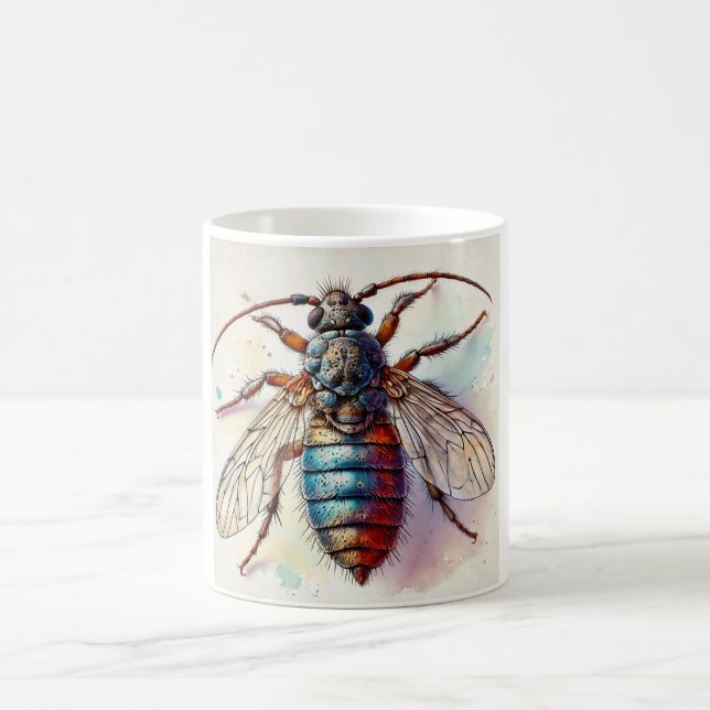 Flea Siphonaptera Insect Dorsal View 040924IREF224 Coffee Mug (Center)