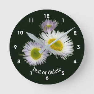 Fleabane Daisy Wildflowers Personalized   Round Clock