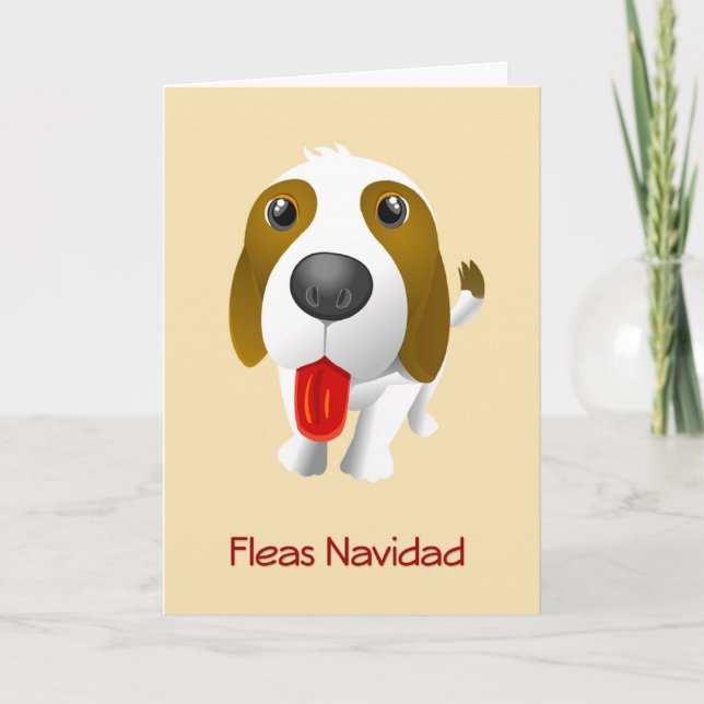Fleas Navidad Funny Dog Christmas Card (Front)