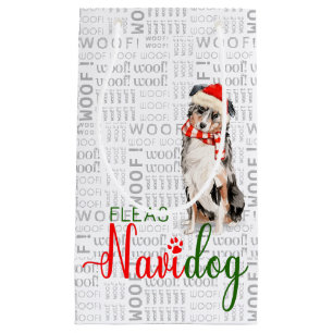 Fleas Navidog Australian Shepherd Funny Christmas Small Gift Bag