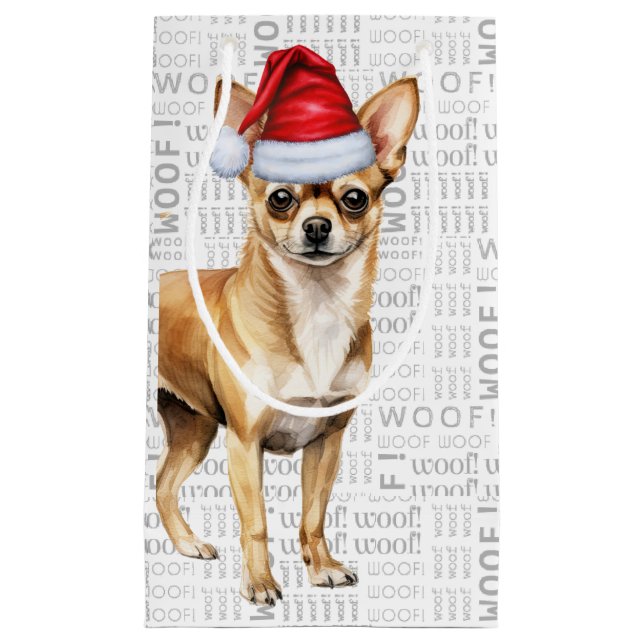 Fleas Navidog Chihuahua Funny Christmas Small Gift Bag (Front)