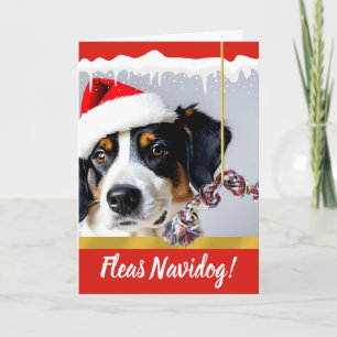 Fleas Navidog Christmas Dog in the Snow Holiday Card