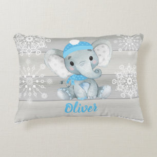Fléau de neige bleu gris Nom personnalisé Coussin