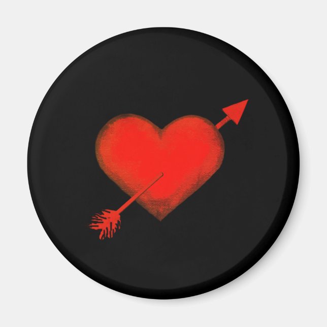 Flèche de Cupidon rouge sur aimant Bouton Noir (Devant)