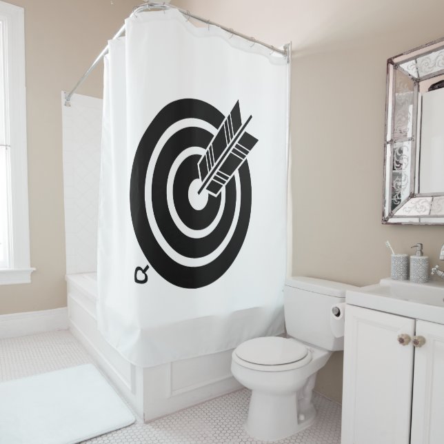 Flèche sur une cible ronde Douche rideaux (En situation)