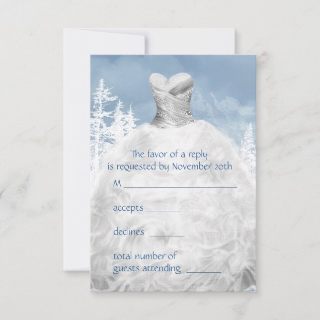 Flèches de neige bleu hiver Quinceanera RSVP (Devant)