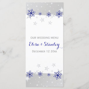 Flèches de neige gris bleu menu de mariage moderne
