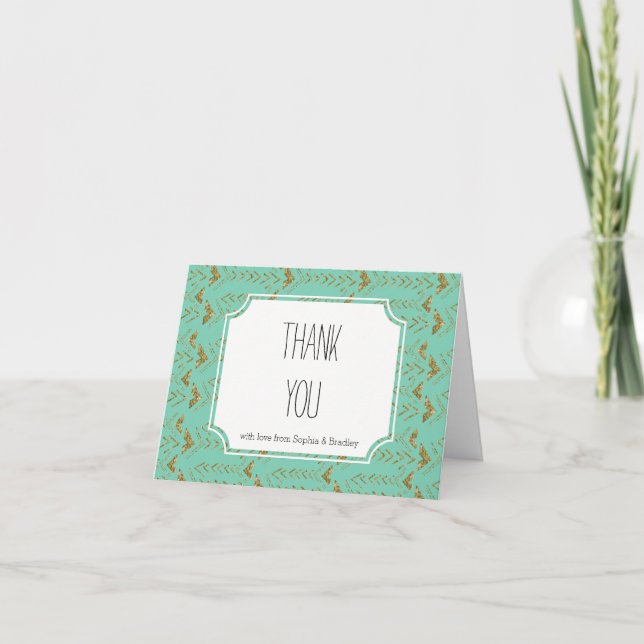 Flèches de verre de menthe et d'or Merci (Devant)
