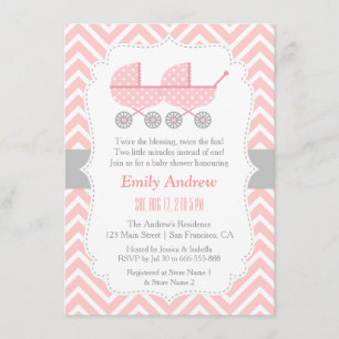 Flèches Twin Girl Baby Shower Invitations