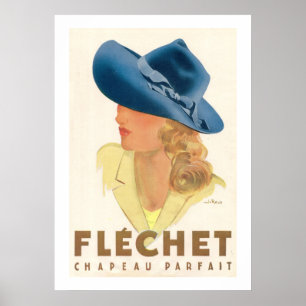 Fléchet (Vintage french hat ads) Poster