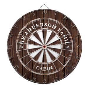 Fléchettes Cartes Rustique en bois foncé Nom de famille Cible