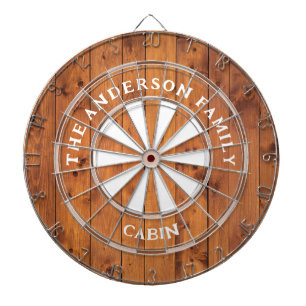 Fléchettes Cartes Rustique en bois foncé Nom de famille Cible