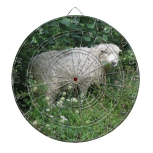 Fléchettes Cute Blanc Fluffy Sheep Manger Cible de flechettes