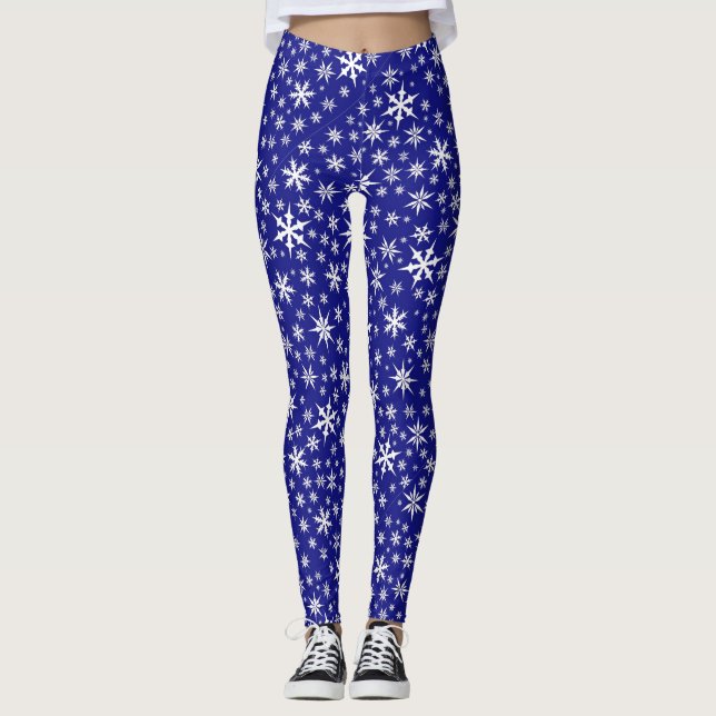 Fléchettes de neige bleues Tout-sur Leggings d'imp (Devant)