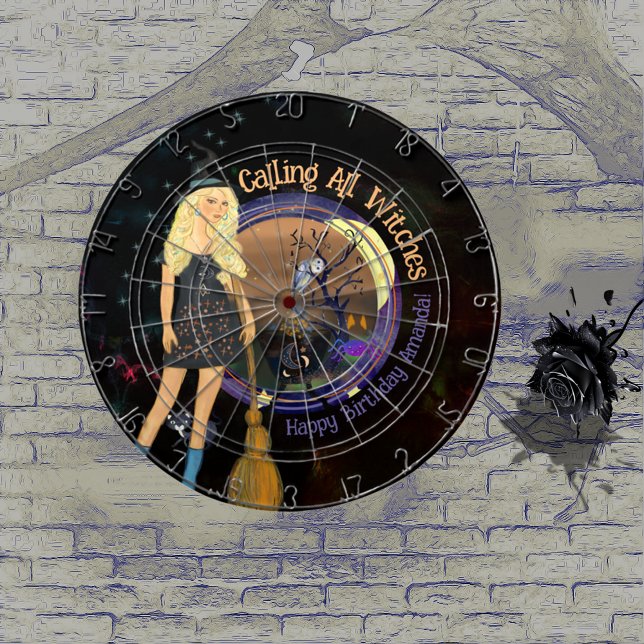 Fléchettes Halloween sorcière Anniversaire Cible de flechette (Halloween Witch Birthday Black Dart Board)