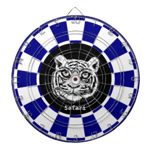Fléchettes Tigre blanc sur la Cible de flechettes bleue et bl