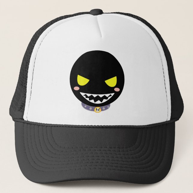 Fleck the Black Ghost Head Trucker Hat (Front)