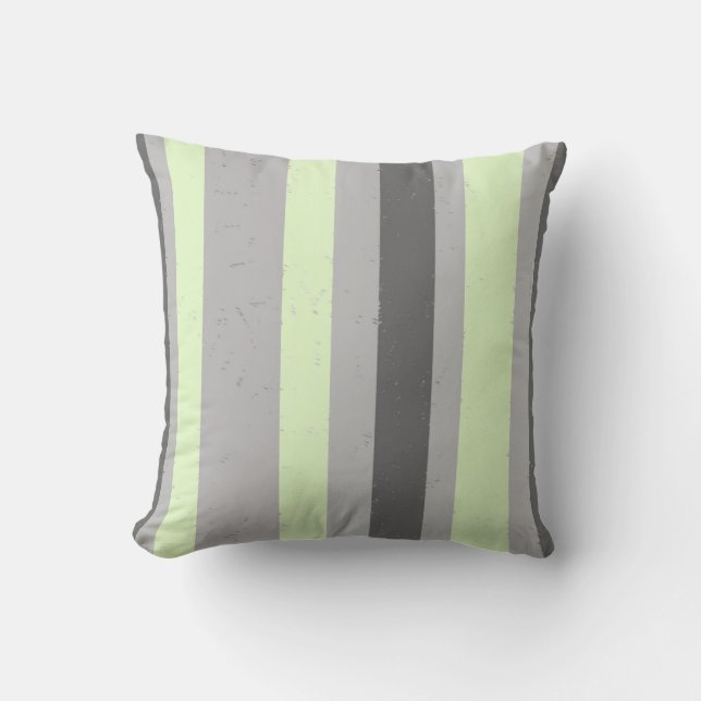 Flecked Stripes Charcoal and Light Grey Mint Green Throw Pillow (Front)